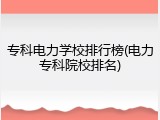 专科电力学校排行榜(电力专科院校排名)