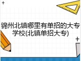 锦州北镇哪里有单招的大专学校(北镇单招大专)