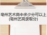 亳州艺术高中多少分可以上(亳州艺高录取分)