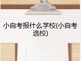 小自考报什么学校(小自考选校)