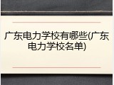广东电力学校有哪些(广东电力学校名单)