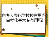 自考大专化学技校有用吗(自考化学大专有用吗)