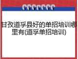 甘孜道孚县好的单招培训哪里有(道孚单招培训)