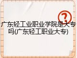 广东轻工业职业学院是大专吗(广东轻工职业大专)