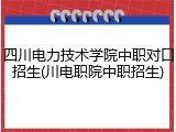 四川电力技术学院中职对口招生(川电职院中职招生)