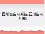 四川省自考系统(四川自考系统)