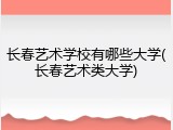 长春艺术学校有哪些大学(长春艺术类大学)