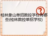 桂林象山单招数控学校有哪些(桂林数控单招学校)