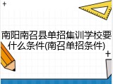 南阳南召县单招集训学校要什么条件(南召单招条件)