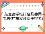 广东复读学校排名及费用一览表(广东复读费用排名)