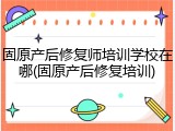 固原产后修复师培训学校在哪(固原产后修复培训)