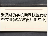 武汉财贸学校后湖校区有哪些专业(武汉财贸后湖专业)