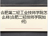 合肥第二轻工业技师学院怎么样(合肥二轻技师学院如何)