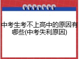 中考生考不上高中的原因有哪些(中考失利原因)
