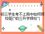 初三学生考不上高中如何择校呢("初三升学择校")