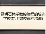 昆明石林学数控编程的培训学校(昆明数控编程培训)