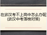 在武汉考不上高中怎么办呢(武汉中考落榜对策)