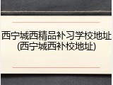 西宁城西精品补习学校地址(西宁城西补校地址)