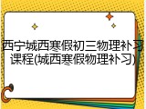 西宁城西寒假初三物理补习课程(城西寒假物理补习)