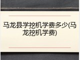 马龙县学挖机学费多少(马龙挖机学费)