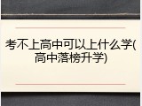 考不上高中可以上什么学(高中落榜升学)