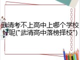 武清考不上高中上哪个学校好呢("武清高中落榜择校")