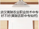 武汉黄陂农业职业技术中专好不好(黄陂农职中专如何)