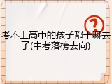 考不上高中的孩子都干嘛去了(中考落榜去向)
