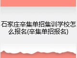 石家庄辛集单招集训学校怎么报名(辛集单招报名)