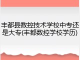 丰都县数控技术学校中专还是大专(丰都数控学校学历)