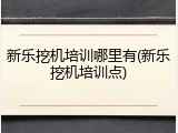 新乐挖机培训哪里有(新乐挖机培训点)