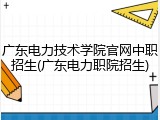 广东电力技术学院官网中职招生(广东电力职院招生)