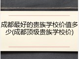 成都最好的贵族学校价值多少(成都顶级贵族学校价)