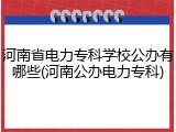 河南省电力专科学校公办有哪些(河南公办电力专科)
