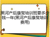 黑河产后康复培训班要多少钱一年(黑河产后康复培训费用)