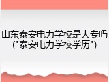 山东泰安电力学校是大专吗("泰安电力学校学历")