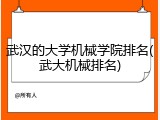 武汉的大学机械学院排名(武大机械排名)