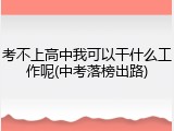考不上高中我可以干什么工作呢(中考落榜出路)