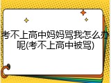 考不上高中妈妈骂我怎么办呢(考不上高中被骂)