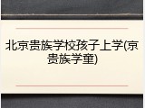 北京贵族学校孩子上学(京贵族学童)