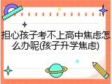 担心孩子考不上高中焦虑怎么办呢(孩子升学焦虑)