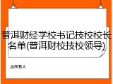普洱财经学校书记技校校长名单(普洱财校技校领导)