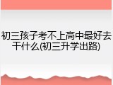 初三孩子考不上高中最好去干什么(初三升学出路)