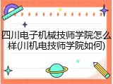 四川电子机械技师学院怎么样(川机电技师学院如何)