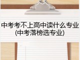 中考考不上高中读什么专业(中考落榜选专业)