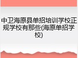 中卫海原县单招培训学校正规学校有那些(海原单招学校)