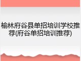 榆林府谷县单招培训学校推荐(府谷单招培训推荐)
