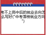 考不上高中后的就业去向怎么写好("中考落榜就业方向")