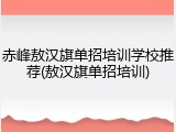 赤峰敖汉旗单招培训学校推荐(敖汉旗单招培训)