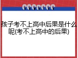 孩子考不上高中后果是什么呢(考不上高中的后果)